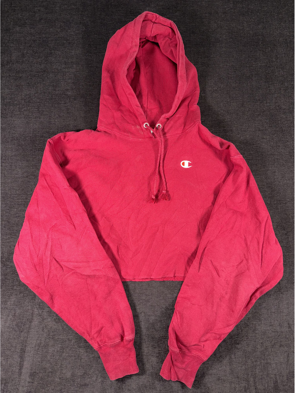 Champion Reverse Weave Burgundy Cropped Hoodie Sweatshirt XL